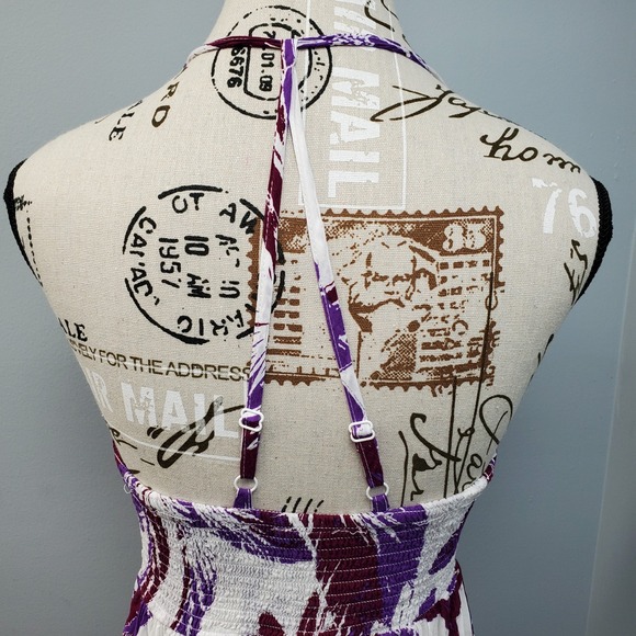 Free People Fit & Flare Dress Womens M Multi Smocked Chest Halter Neck Backless - Picture 10 of 11